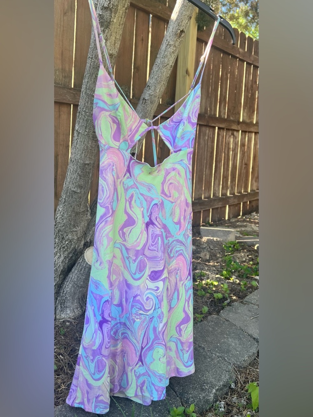 Chic Zara satin effect flutter mini cutout sundress pastel blogger fave lined S